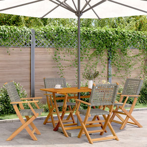 5-tlg. Garten Essgruppe Grau Poly Rattan