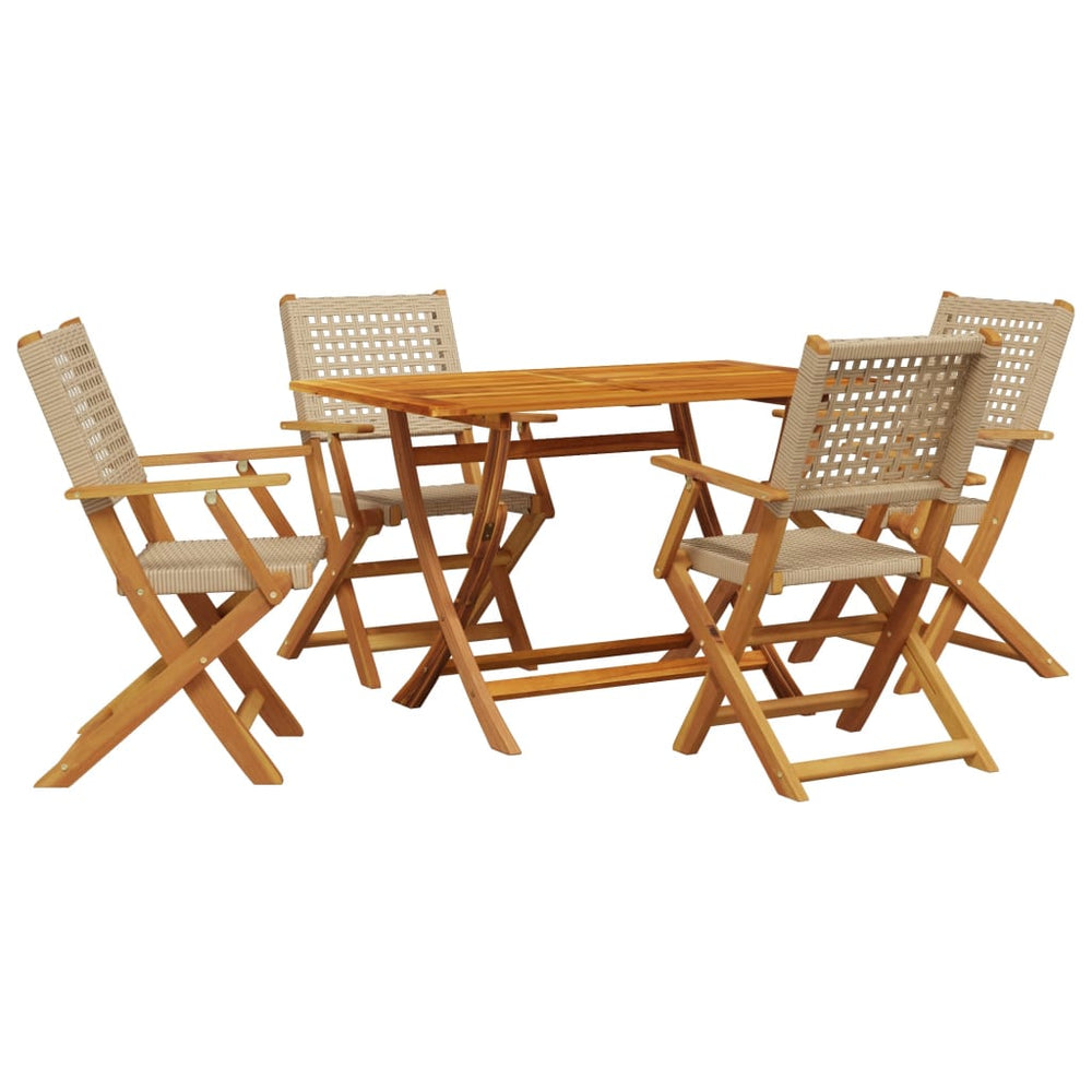 vidaXL Salle à manger de jardin 5 pcs Beige Résine tressée et bois massif