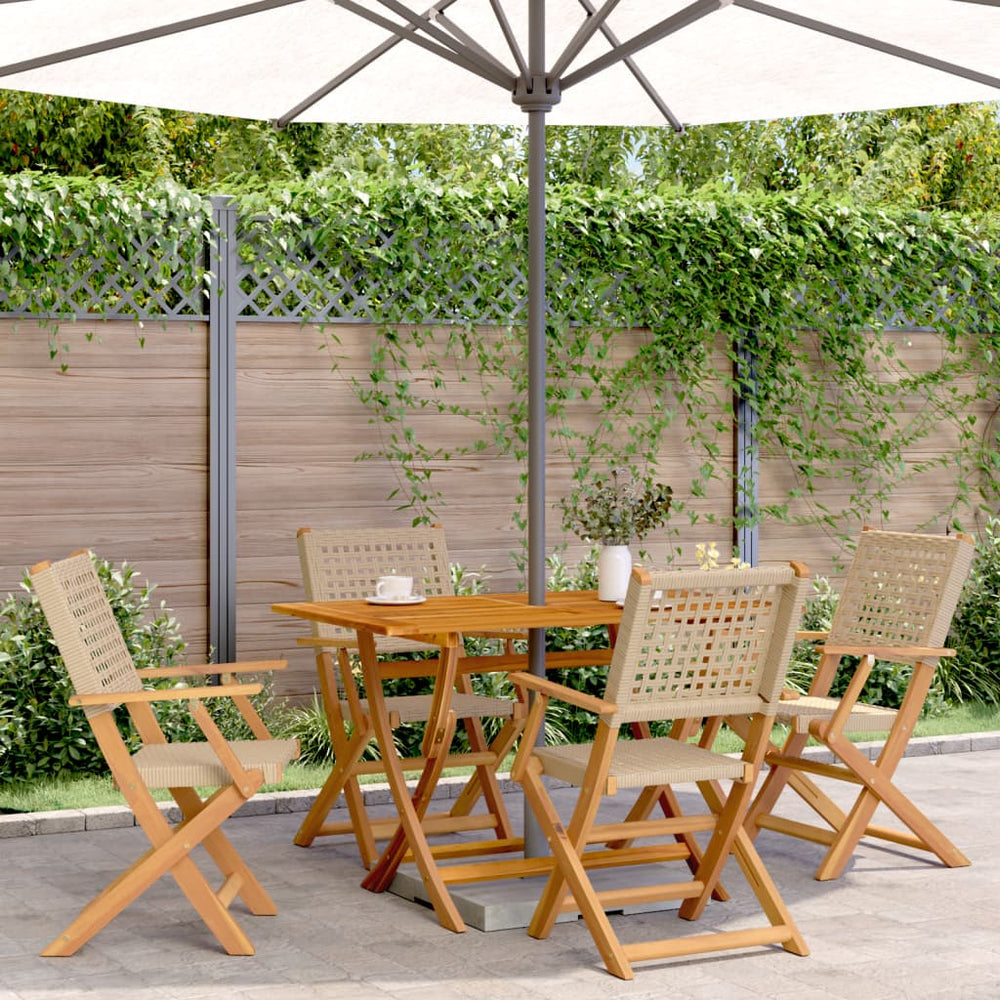 vidaXL Salle à manger de jardin 5 pcs Beige Résine tressée et bois massif
