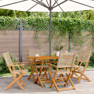 5-tlg. Garten Essgruppe Beige Poly Rattan