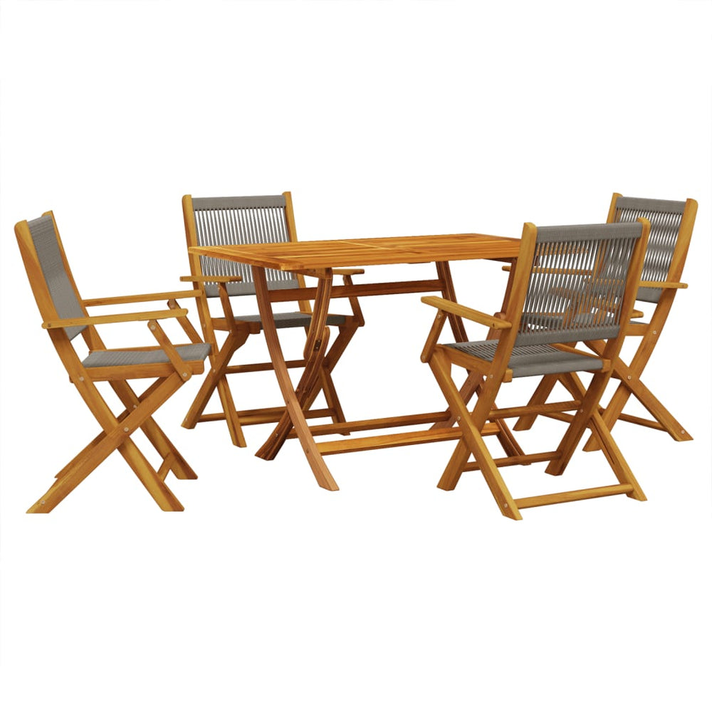 vidaXL Ensemble de salle à manger de jardin 5 pièces en polypropylène et bois massif gris