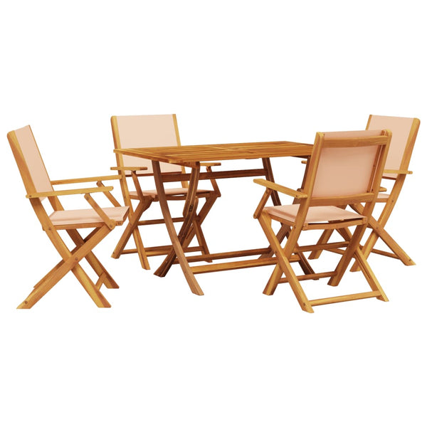 5-tlg. Garten Essgruppe Beige Massivholz