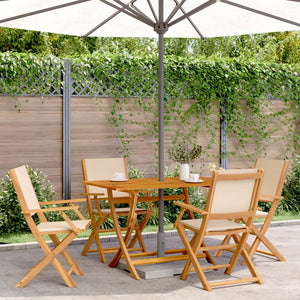 5-tlg. Garten Essgruppe Beige Massivholz