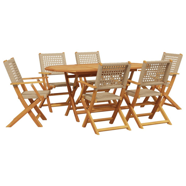 7-teilige Garten Essgruppe Beige