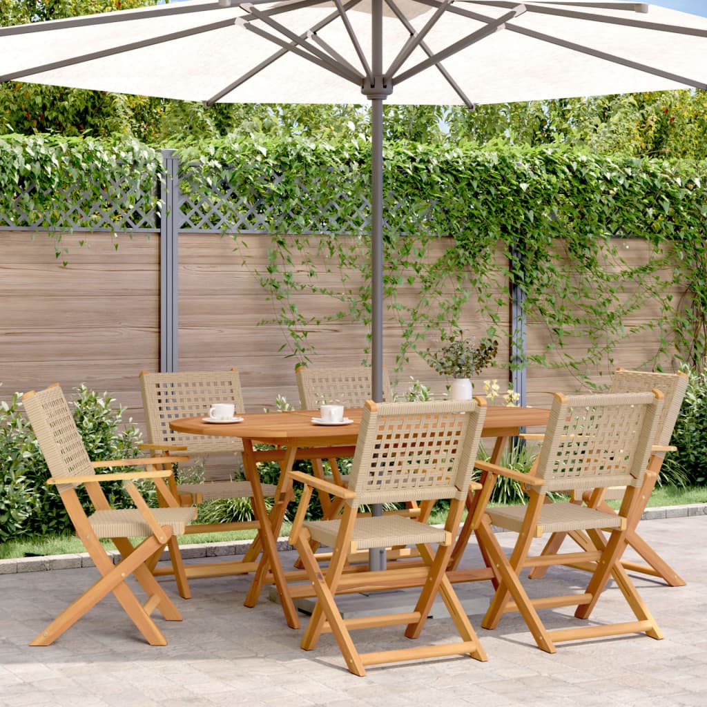 7-teilige Garten Essgruppe Beige