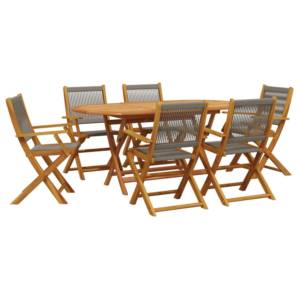 7-teilige Garten Essgruppe Grau
