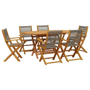 7-teilige Garten Essgruppe Grau