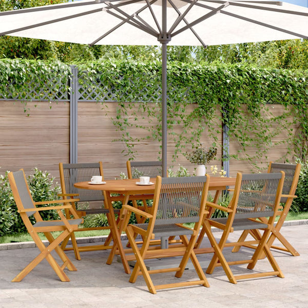 7-teilige Garten Essgruppe Grau