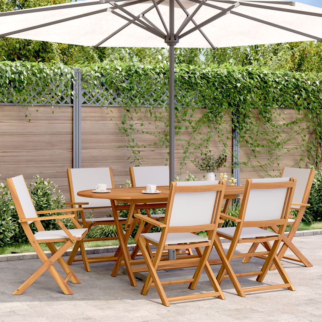7-teilige Garten Essgruppe Cremeweiß