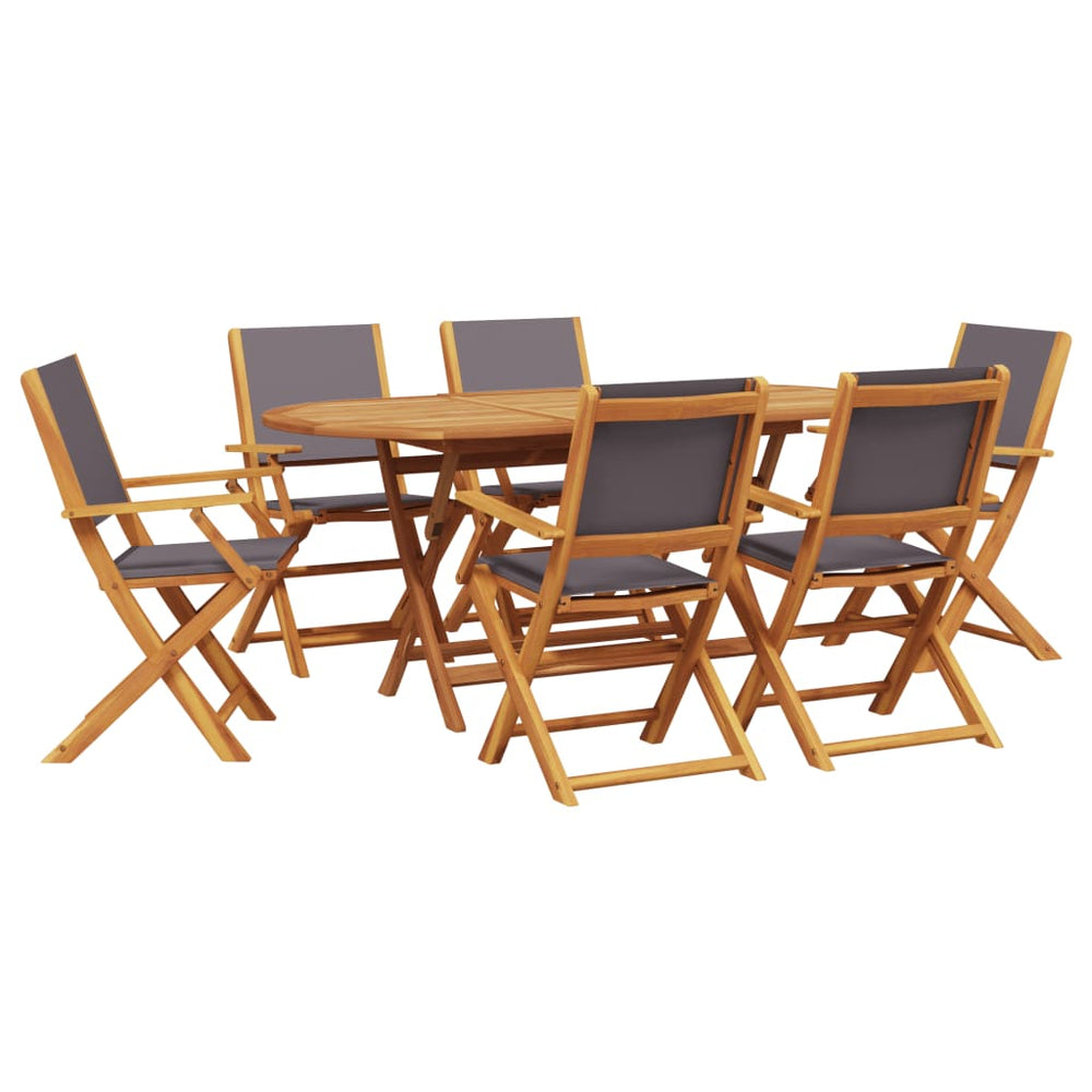 vidaXL Salon de jardin 7 pcs Tissu et Bois massif Anthracite