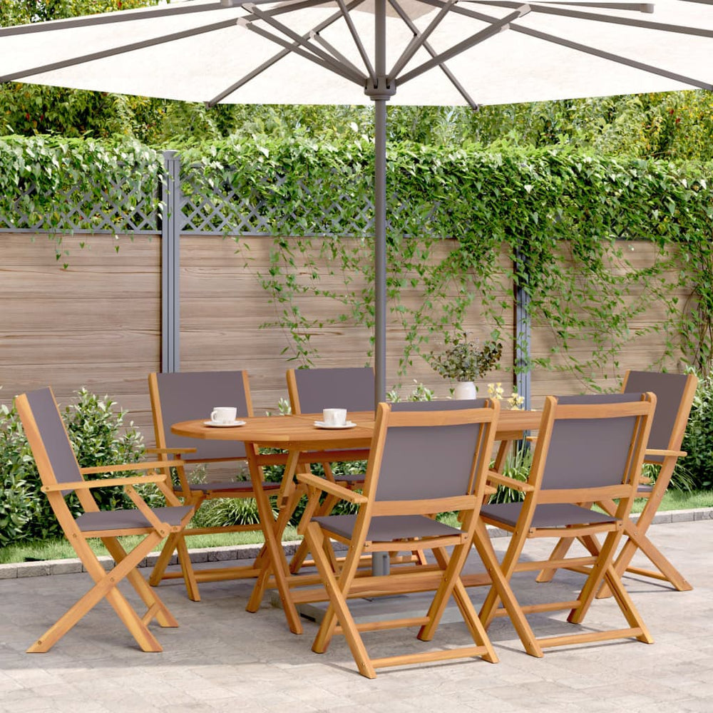 vidaXL Salon de jardin 7 pcs Tissu et Bois massif Anthracite