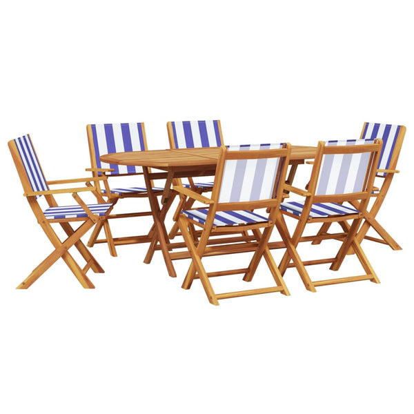 7-teilige Garten Essgruppe Blau Weiß