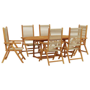 7-teilige Garten Essgruppe Beige