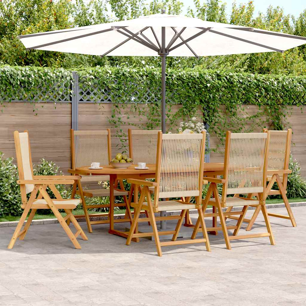 vidaXL Ensemble repas de jardin 7 pcs Polypropylène et bois massif Beige
