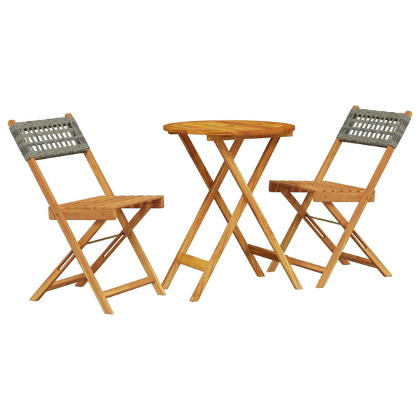 3-teiliges Bistro-Set Grau Poly Rattan