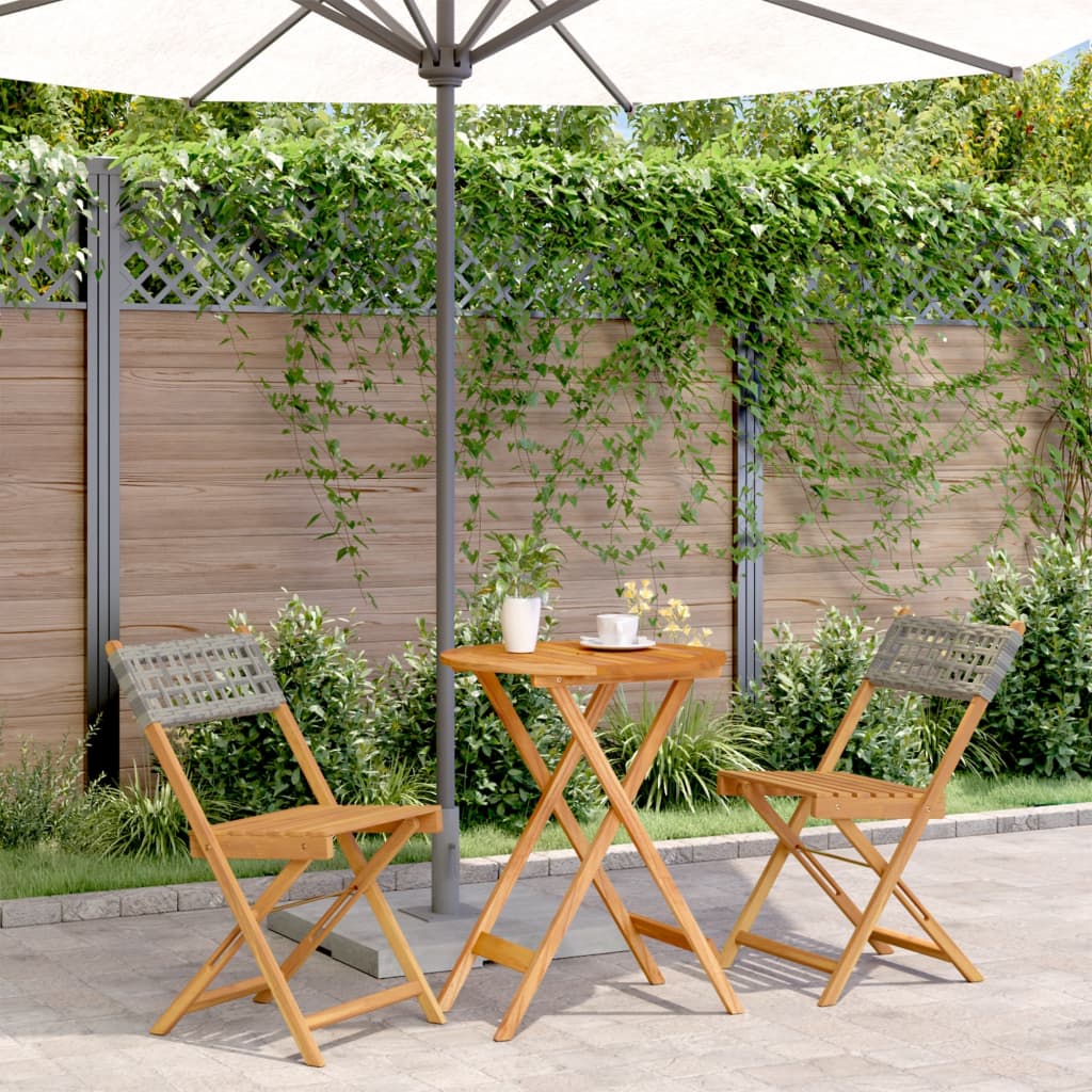 3-teiliges Bistro-Set Grau Poly Rattan