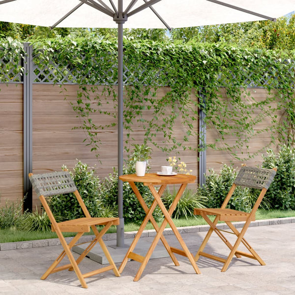 3-teiliges Bistro-Set Grau Poly Rattan
