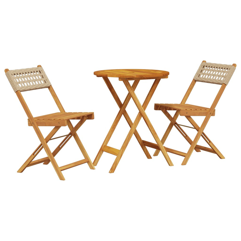 3-tlg. Bistro-Set Beige Poly Rattan Akazie