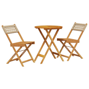 3-tlg. Bistro-Set Beige Poly Rattan Akazie