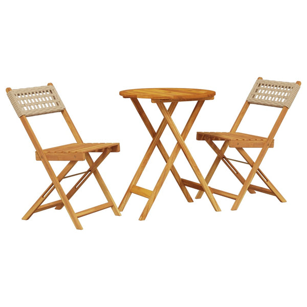 3-tlg. Bistro-Set Beige Poly Rattan Akazie