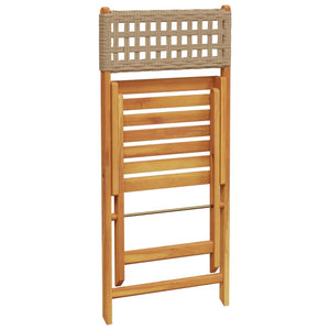 3-tlg. Bistro-Set Beige Poly Rattan Akazie