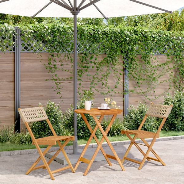 3-tlg. Bistro-Set Beige Poly Rattan Akazie