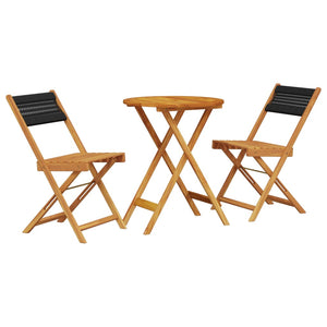 3-tlg. Bistro Set Schwarz Akazienholz