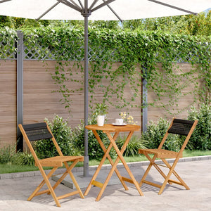 3-tlg. Bistro Set Schwarz Akazienholz
