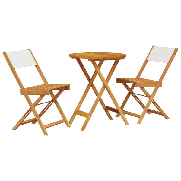 3-tlg. Bistro-Set Cremeweiß Massivholz