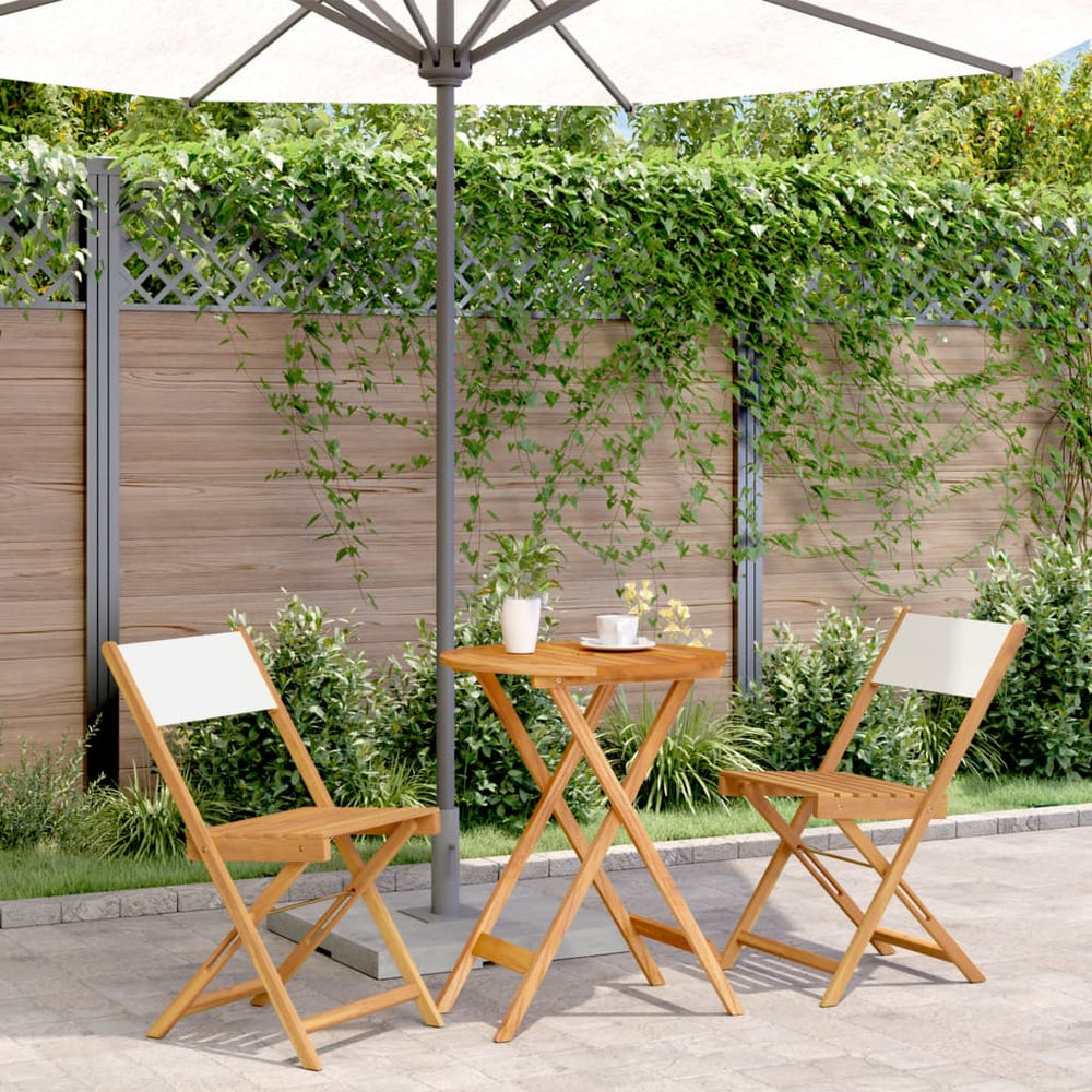 3-tlg. Bistro-Set Cremeweiß Massivholz