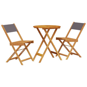 3-tlg. Bistro-Set Anthrazit Massivholz