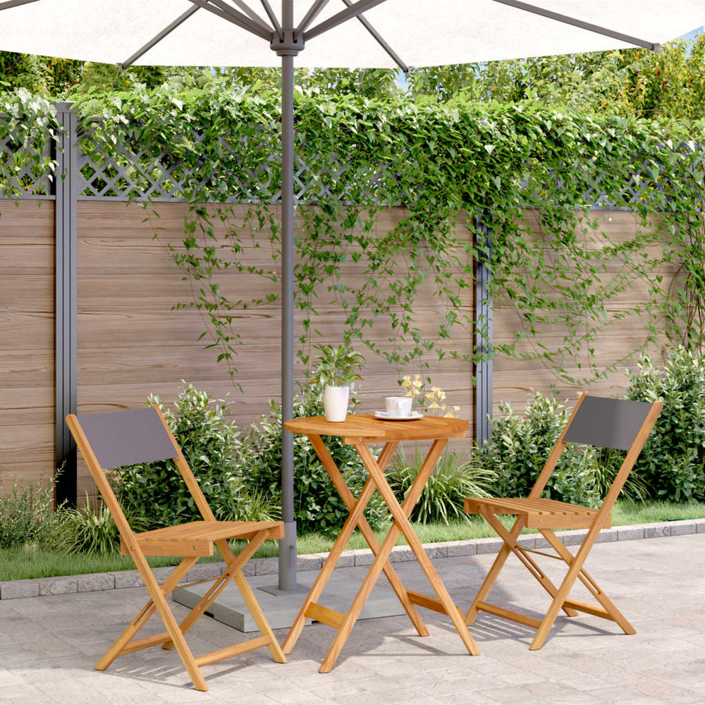 3-tlg. Bistro-Set Anthrazit Massivholz
