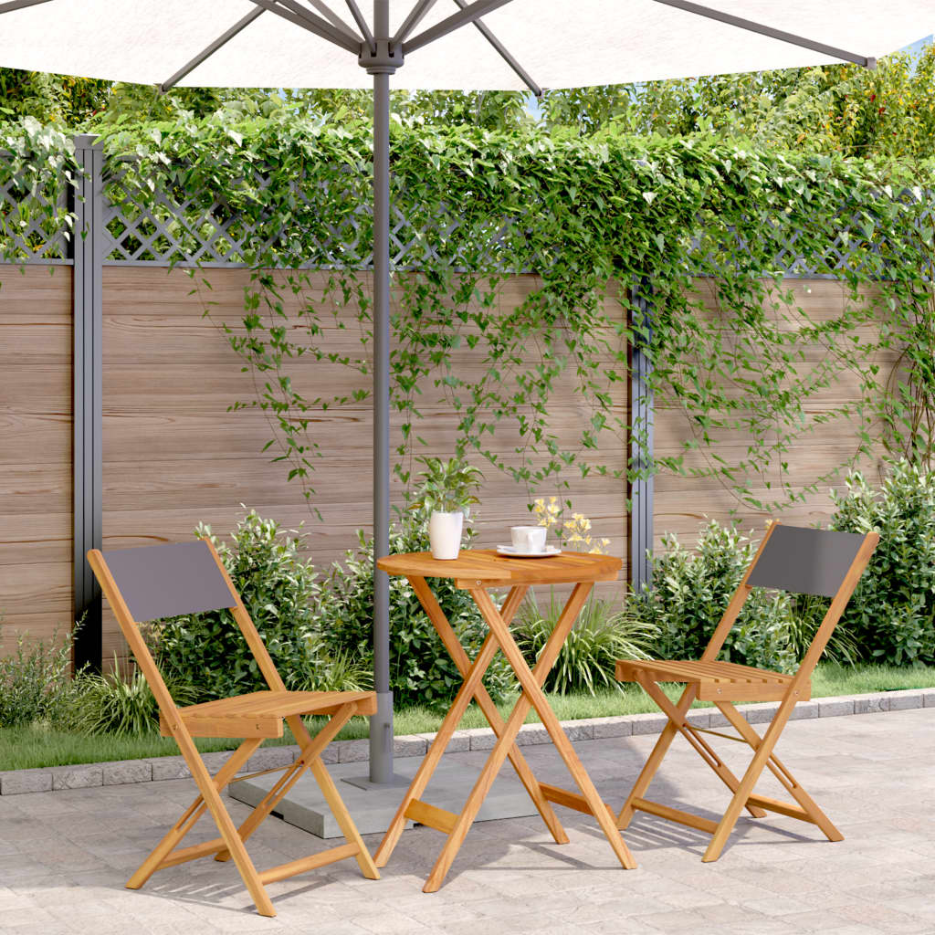 3-tlg. Bistro-Set Anthrazit Massivholz