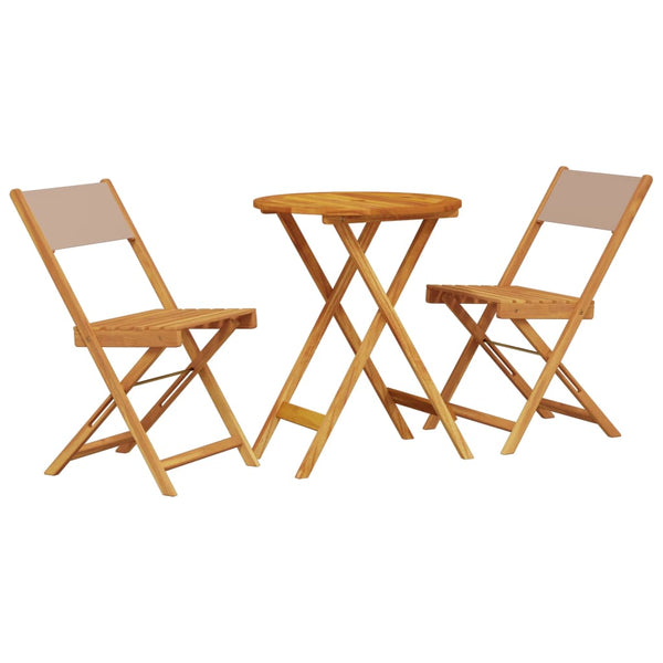 3-tlg. Bistro Set Taupe Holz