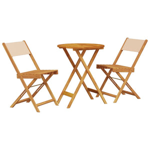 3-tlg. Bistro-Set Beige Massivholz