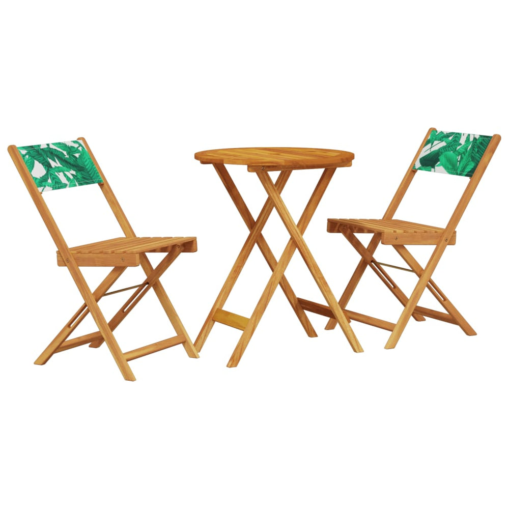 3-tlg. Bistro-Set mit Blattmuster