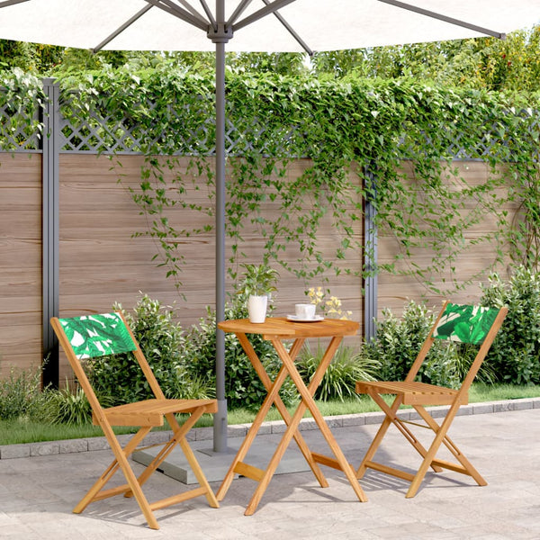 3-tlg. Bistro-Set mit Blattmuster