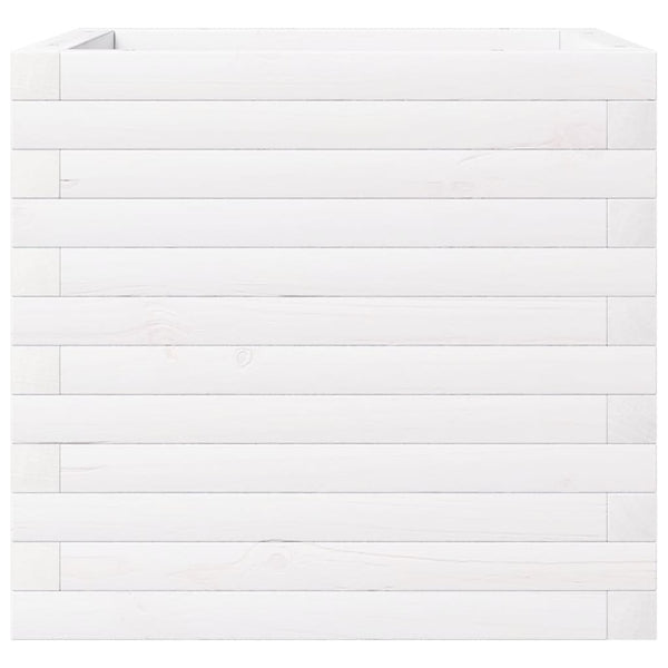 Weißer Pflanzkübel 50x50 cm Kiefer Massivholz