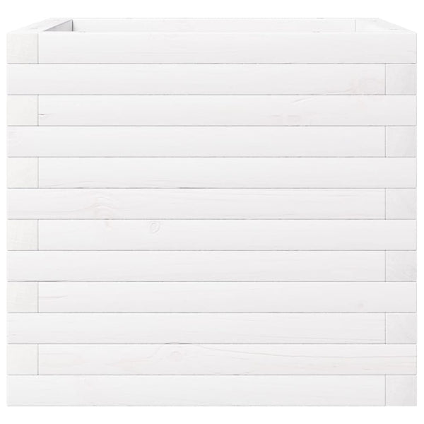 Weißer Pflanzkübel 50x50 cm Kiefer Massivholz