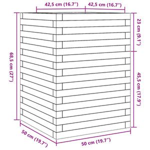 Massiver Pflanzkübel aus Kiefernholz 50x50x68,5 cm