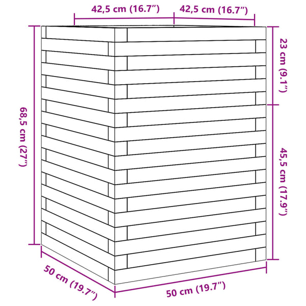 Massiver Pflanzkübel aus Kiefernholz 50x50x68,5 cm