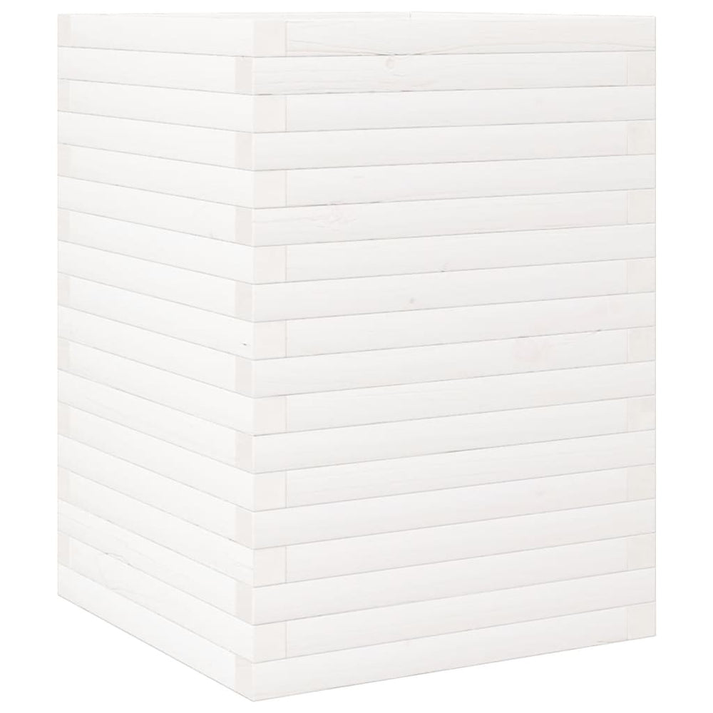 Weißer Pflanzkübel aus Kiefernholz 50x50x68,5 cm