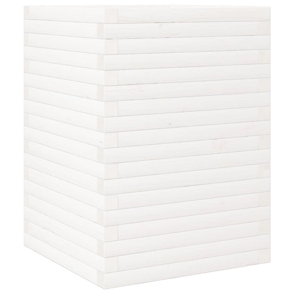 Weißer Pflanzkübel aus Kiefernholz 50x50x68,5 cm