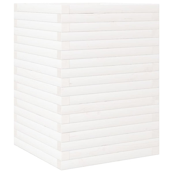 Weißer Pflanzkübel aus Kiefernholz 50x50x68,5 cm