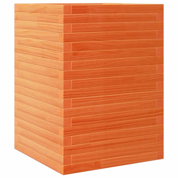 Pflanzkübel Wachsbraun 50x50x68,5cm Kiefer Massivholz
