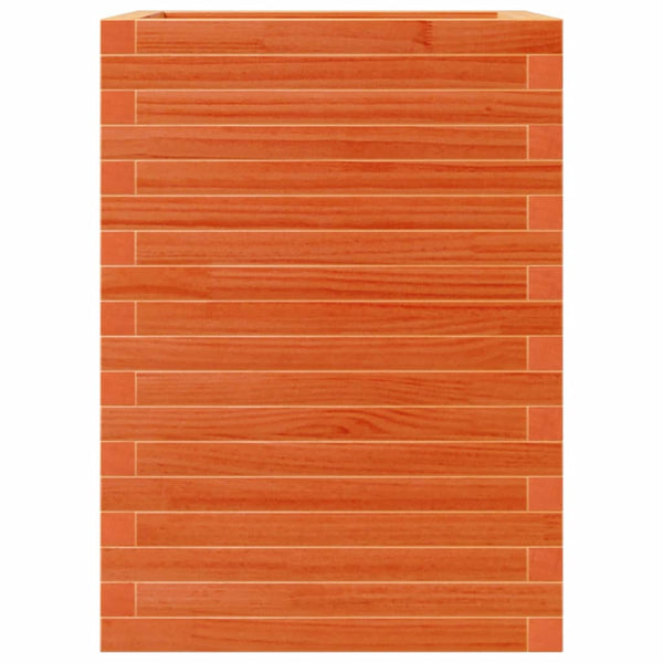 Pflanzkübel Wachsbraun 50x50x68,5cm Kiefer Massivholz