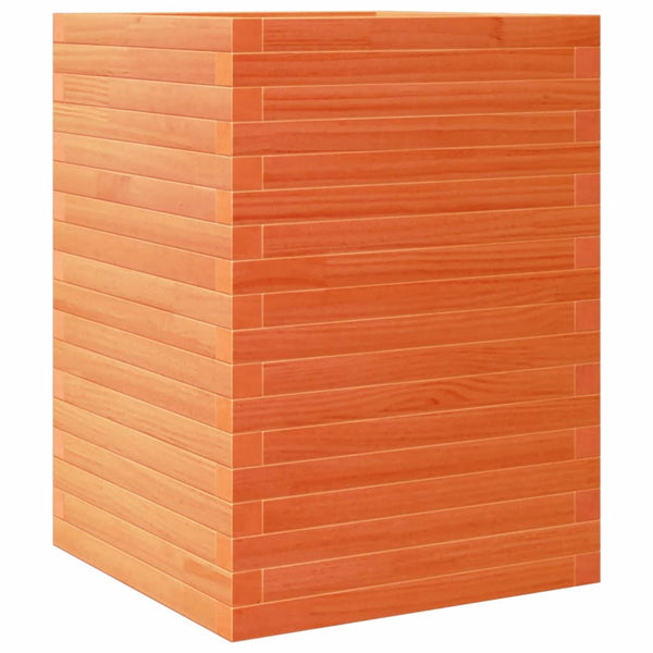 Pflanzkübel Wachsbraun 50x50x68,5cm Kiefer Massivholz