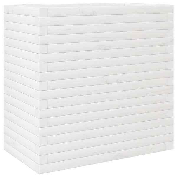 Weißer Pflanzkübel aus Kiefernholz 70x40x68,5 cm