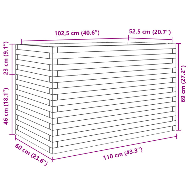 Massiver Pflanzkübel aus Kiefernholz, 110 cm