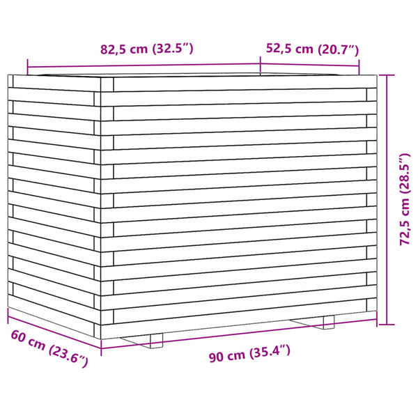 Massiver Kiefer Pflanzkübel 90x60x72,5 cm